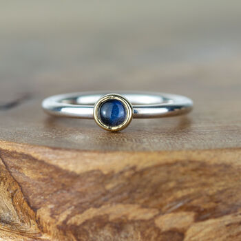 4mm Labradorite Silver And 9ct Gold Stackable Ring, 4 of 9