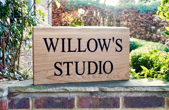 Personalised Natural Edge Oak House Wall Hanging Sign, 2 of 4