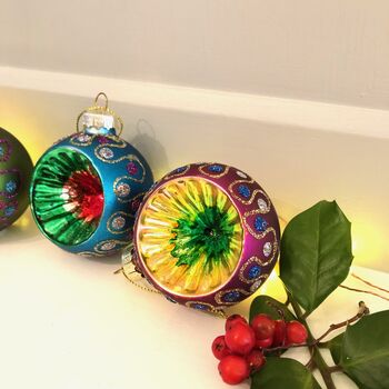 Vintage Style Indented Glass Bauble Set, 2 of 5