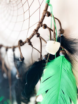 Green And Black Peacock Dream Catcher Wall Hanging, 2 of 6