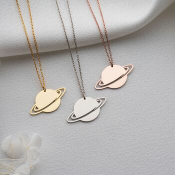 Celestial Saturn Planet Necklace, 3 of 10