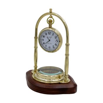 Personalised Brass 22nd Anniversary Desk Clock With Compass, 11 of 12