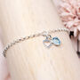 Dainty Birthstone And Heart Sterling Silver Bracelet, thumbnail 2 of 5