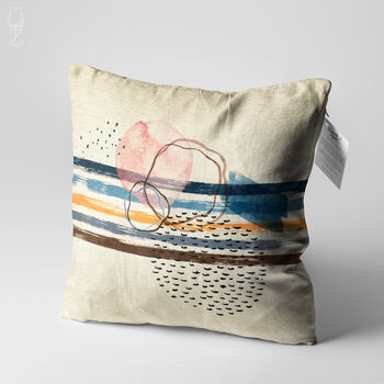 Ivory Cushion Cover With Striped Water Colour Patterned, 3 of 7