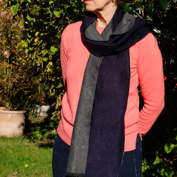 Scarf Navy / Grey Double Sided Soft And Warm, 3 of 8