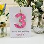 Personalised 3rd Birthday Card Wooden Number Gift, thumbnail 2 of 2