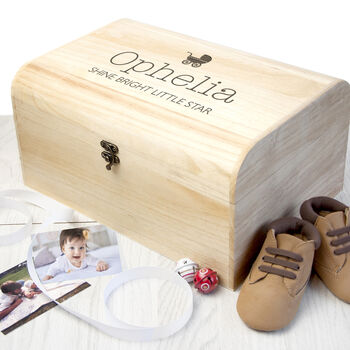 Personalised New Baby Pram Keepsake Chest, 6 of 9