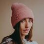 Embroidered Serif Initial Deep Cuff Beanie Hat, thumbnail 2 of 5