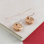 Textured Rose Gold Plated Silver Disk Drop Earrings, thumbnail 1 of 2