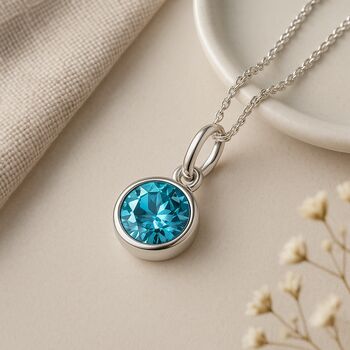 Personalised Sterling Silver March Aquamarine Birthstone Necklace, 4 of 9