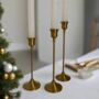 Brushed Gold Candlestick Holders – Set Of Three, thumbnail 3 of 4