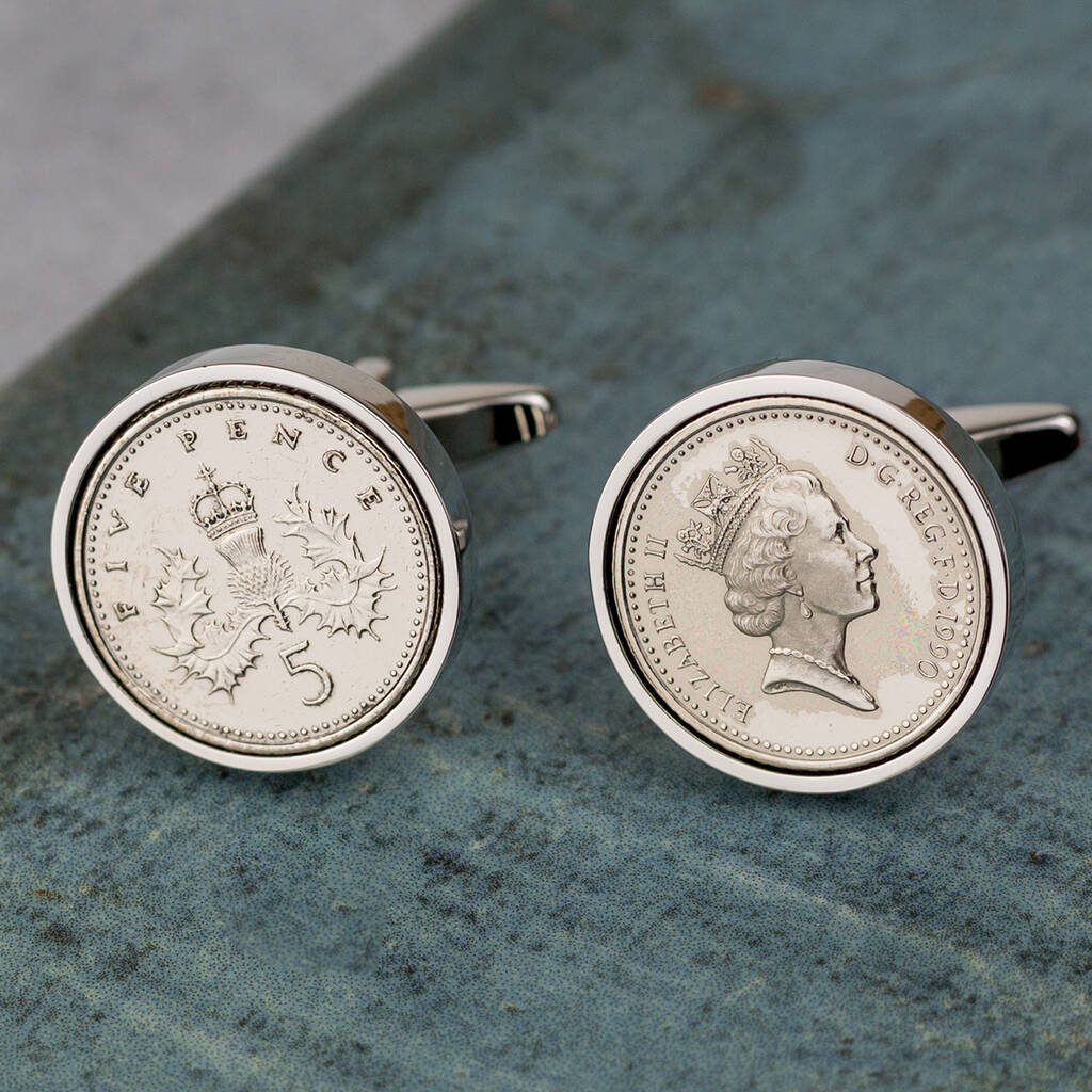 Image of 30th Birthday 1990 Five Pence 5p Cufflinks