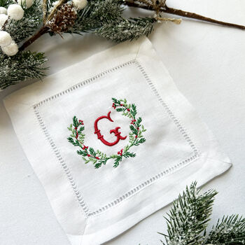 Set Of Two Personalised Monogram Cocktail Napkins, 2 of 2