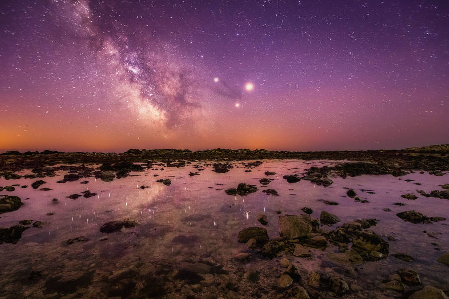 rock pool seascape milky way print by chad powell photography