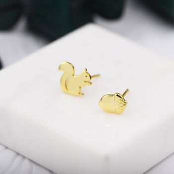 Mismatched Squirrel And Acorn Stud Earrings, 8 of 12