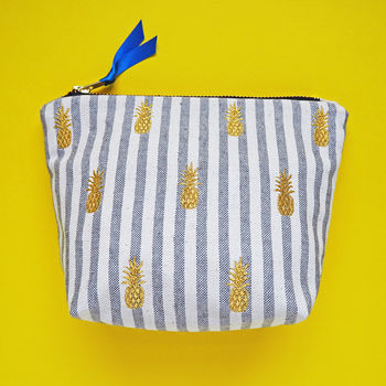 Embroidered Pineapple Cotton Make Up Bag, 5 of 8
