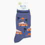 Men's Bamboo Socks Denim Blue Campervan Beach, thumbnail 4 of 4