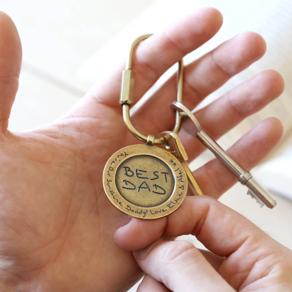 Personalised 'Best Dad' Antiqued Gold Keyring By Lisa Angel