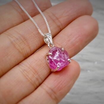 Raw Ruby Pendant Sterling Silver Chain Necklace, 5 of 12