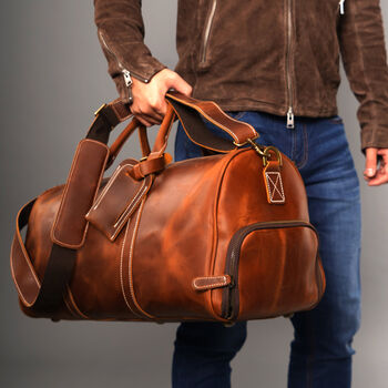 Genuine Leather Boot Gym Over Night Bag, 4 of 11