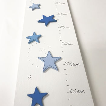 Personalised Blue Stars Wooden Height Chart, 5 of 12