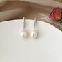 Nia Crystal White Ivory Pearl Drop Ball Gift Earrings, thumbnail 2 of 4