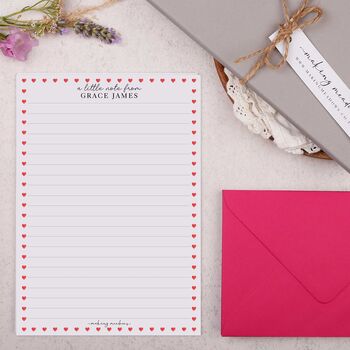 A5 Personalised Letter Writing Paper With Heart Border, 3 of 4