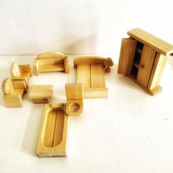 Heirloom Rattan Dolls House With Mini Furniture Set, 5 of 5