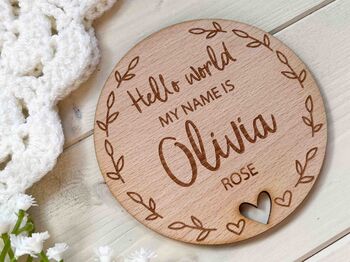 Baby Name Announcement Plaque Botanical Design, 2 of 4