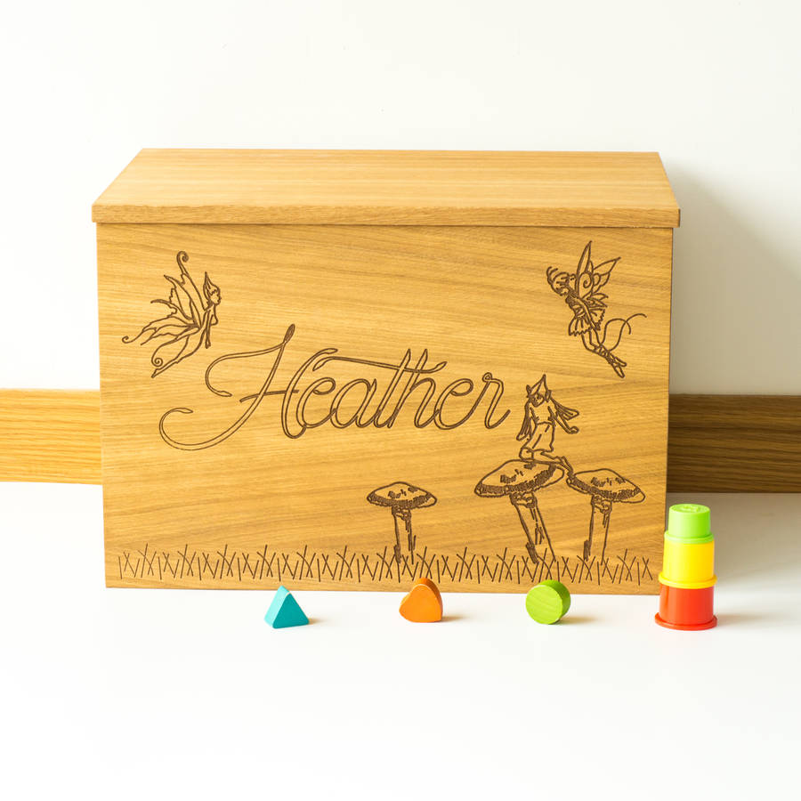 Personalised Fairies Wooden Toy Box By Little and Wild