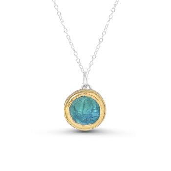 Small Round Emerald Turquoise Lagoon Silver Pendant, 2 of 6