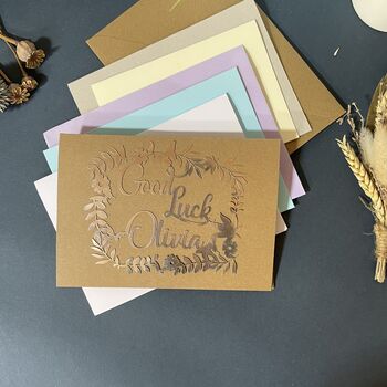 Personalised Papercut Good Luck Card, 9 of 9