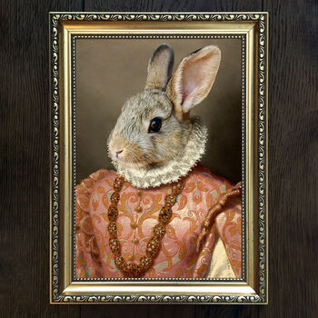 Rabbit Vintage Portrait Print, 3 of 3