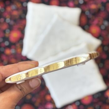 Marble Set Of Four Coasters Square Gold Outlines, 3 of 12