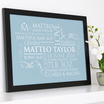 Personalised Baby Birth Announcement Word Art, 9 of 9
