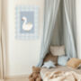 Floral Blue Goose Nursery Art Print, thumbnail 2 of 3