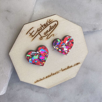 Colour Pop Confetti Heart Stud Earrings, 2 of 8