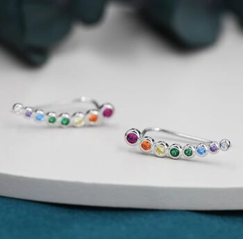Rainbow Pebble Cz Crawler Earrings, 2 of 9