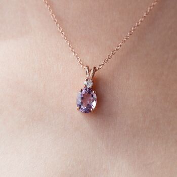 Lavender Amethyst Pendant Necklace In Sterling Silver, 9 of 12