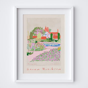 Rhs Garden Bridgewater Painted Scene Manchester Floral Landmark Print, 7 of 7