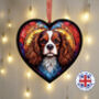 Cavalier King Charles Spaniel Stained Glass Effect Heart Suncatcher, thumbnail 1 of 6
