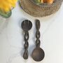 Vintage Handcarved Wooden Salad Servers, thumbnail 3 of 6