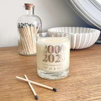 25th Silver Anniversary Dates Personalised Candle, 3 of 5