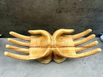 Hand Carved Wooden Hands Bowl Jewellery Stand Fruit Bowl, 7 of 8