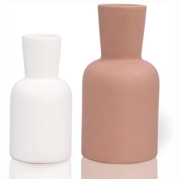 Set Of Two White And Pink Ceramic Vase, 2 of 7