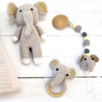 Organic Elephant Toy Baby Gift Set, 4 of 8