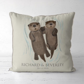 Personalised Otter Couple Gift Cushion, 3 of 4