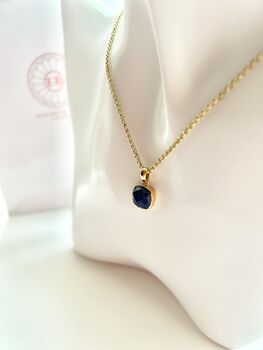 Lapis 18ct Gold Plated Vermeil Silver Pendant Necklace, 3 of 11