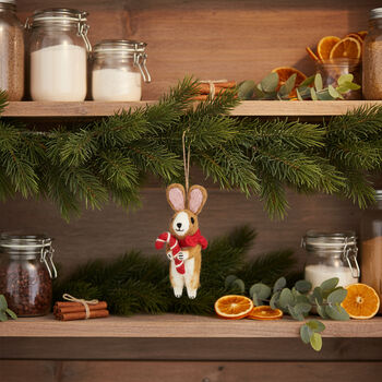 Handmade Felt Cinnamon The Rabbit Christmas Decoration, 6 of 6