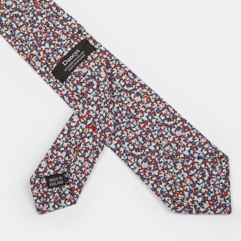 Mens Navy, Red And Pink Speckled Slim Tie, 8 of 8